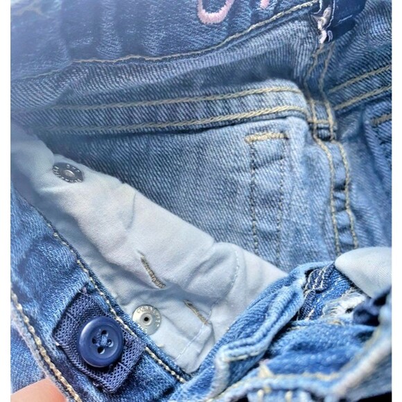 Gap Baby Girls Wide-Leg Raw Hem Distressed Whiskered Denim Jeans Toddler -Sz 3 - Picture 4 of 5